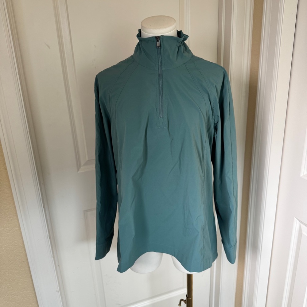 Athleta Advantage Poplin Top Teal Green XXS Athletic Running Long Sleeve Shirt
